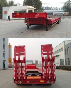 折疊液壓爬梯式低平板半掛車價格及爬梯售價