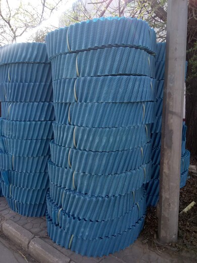 圆形冷却塔填料蓝白黑色PVC/PP材质填料斜交错淋水片填料