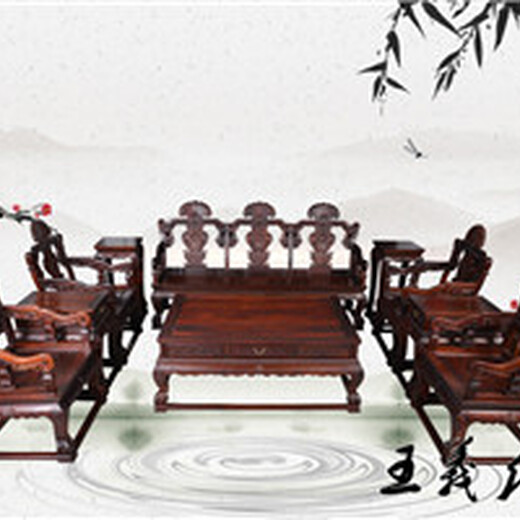 济宁自然纹理清晰大红酸枝沙发厂家地址, 老红木沙发