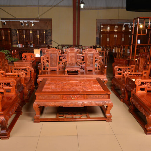 日照王义红木大果紫檀沙发,缅甸花梨沙发大师作品质量
