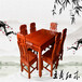王义红木古典餐厅餐座椅,临沂雕花真王义红木大红酸枝餐桌