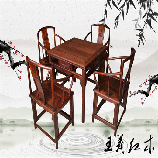 王义红木圆形红木餐桌,济宁多用途王义红木大红酸枝餐桌