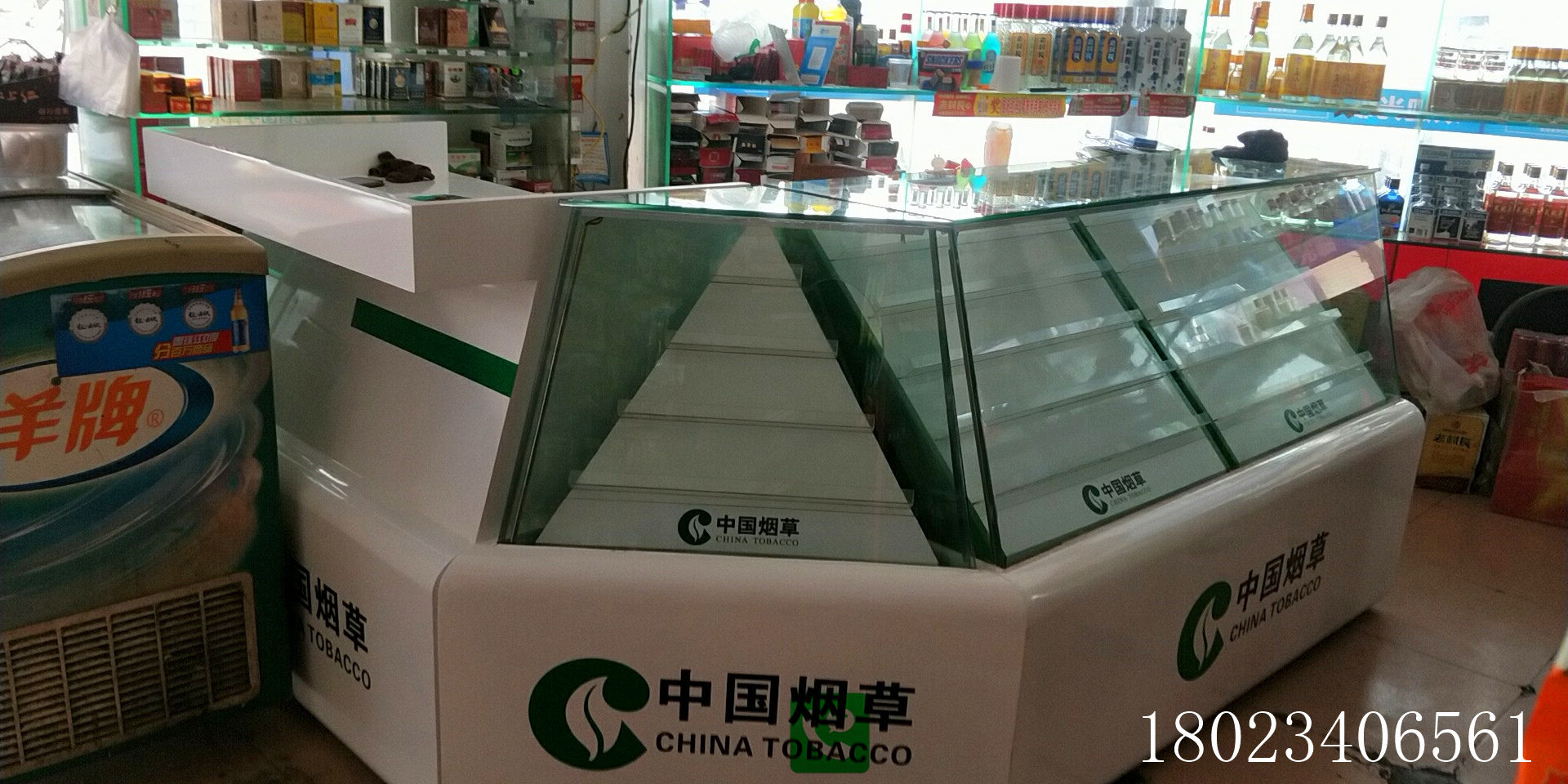 推拉多功能转角木质玻璃超市便利