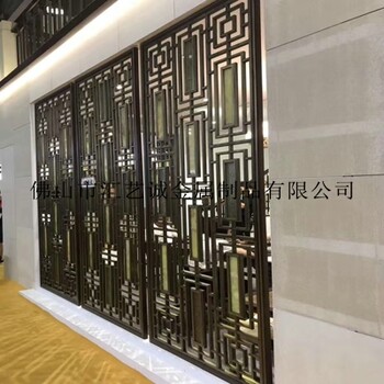 福州酒店不锈钢装饰屏风大堂隔断定制不锈钢仿古铜屏风不锈钢拉丝屏风