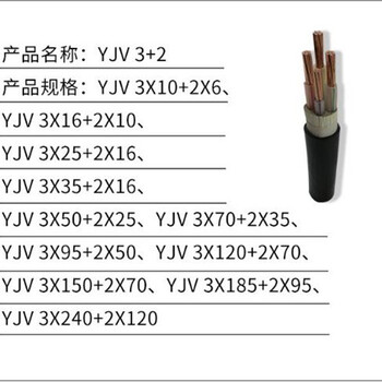 爬山虎牌YJV3+2芯双绞线无氧铜花线