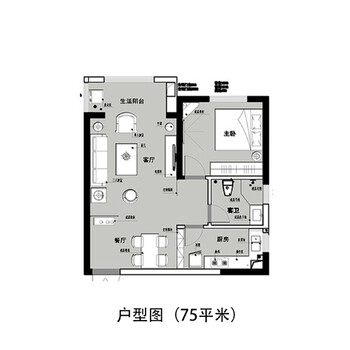 清徐山西拜尔建筑装饰50平米公寓99900元现代简约家装效果图