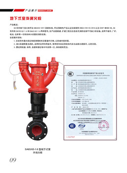 厂家SA65/65-1.6型地下式消火栓双65出水口