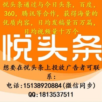 悦头条APP媒体平台广告投放开户部门联系方式多少？