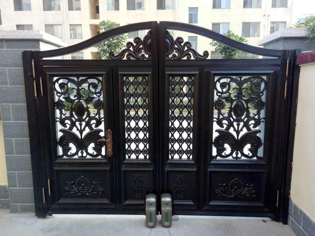 天津和平铝合金庭院大门铝艺楼梯扶手定做效果图