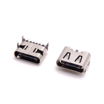 USB连接器type-c母座平口6P插座快充type-c连接器