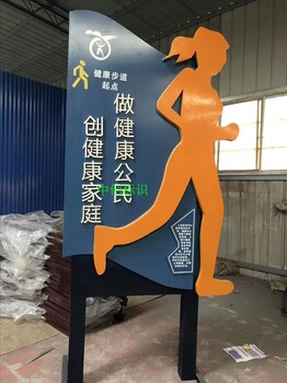 深圳中创标识2019新款健康主题公园镀锌板运动健身跑道提示牌
