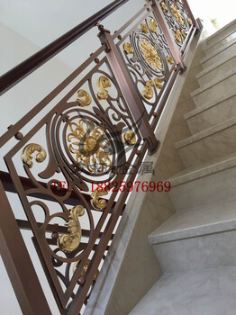 佛山酒店中式红古铜雕刻楼梯护栏
