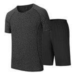 2019夏季新款运动休闲套装阳离子速干圆领短袖套装男士运动品牌
