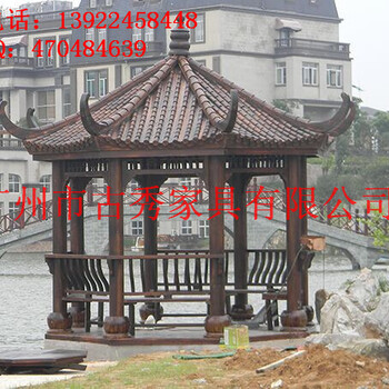 碳化防腐木八角凉亭，中式景观木质六角亭子
