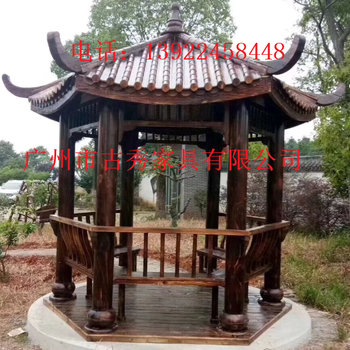 中式景观木制亭子，欧式防腐木凉亭