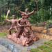 浙江牧童騎牛仿銅玻璃鋼雕塑定制廠家,農耕人物雕塑