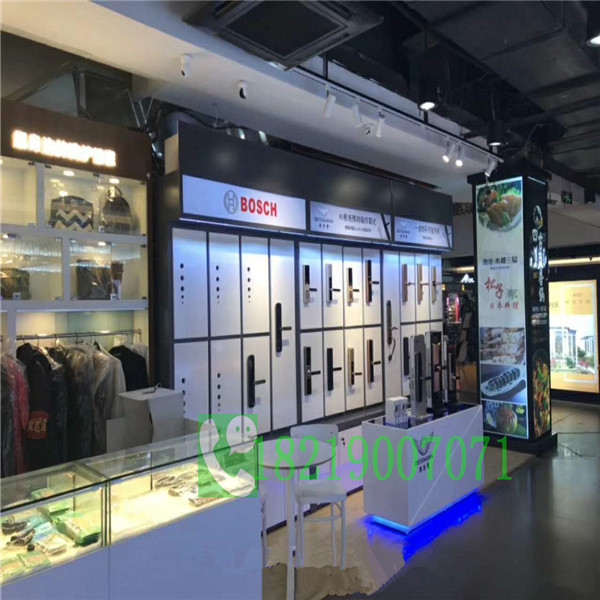 方形指纹锁展柜淮安智能锁展台整店效果