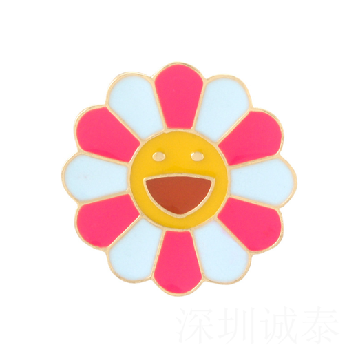 七彩太陽花徽章五金花朵胸針江西動漫徽章廠