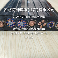 名耐YEFRB3×50+3×10+2×(8×4.0)+4×10+7×2.5复合规格扁电缆