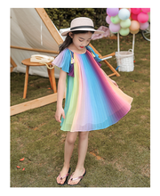 淘皮猪洋气小女孩雪纺儿童装彩虹裙