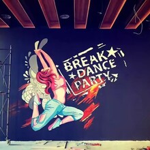 上海健身房壁画定制3d运动拳馆瑜伽馆舞蹈室墙绘手绘上门