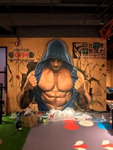 上海健身房拳击馆墙体彩绘壁画3d立体画上门