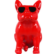 红酷墨镜狗动物摆件玻璃钢卡通样板房卧室客厅商业空间雕塑软装饰