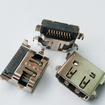 HDMI19P沉板母座反向90度插板板上高3.75mm双排DIP