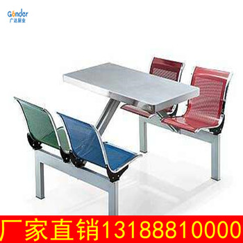 產(chǎn)地貨源學(xué)生食堂餐桌4人6人8人員工飯?zhí)眠B體不銹鋼廣告快餐桌椅