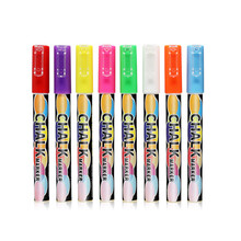 亚马逊外销8色套装6mm可擦写彩色荧光笔环保无尘标记笔液体粉笔
