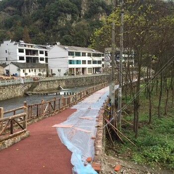 池州贵池彩色陶瓷颗粒防滑路面胶粘石透水混凝土压花压模洗砂面地坪咏彩施工队