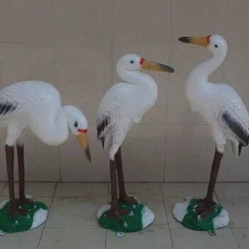江西玻璃鋼仿真動物仙鶴白鷺雕塑小區(qū)公園景觀雕塑小品