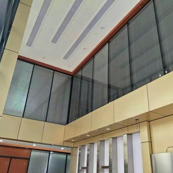 盐田办公室双面玻璃隔断中间装百叶-厂家上门安装