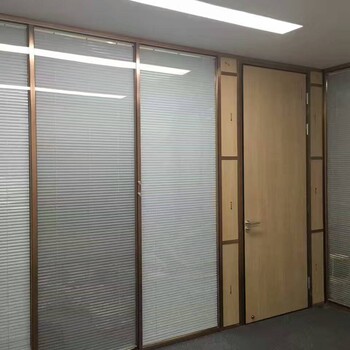 东莞办公室双层玻璃中空夹百叶帘隔断墙来电可定制