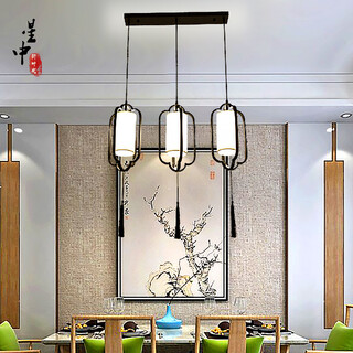 新中式简约餐厅吊灯客厅玄关过道旋转楼梯复式楼茶室布艺小吊灯图片4