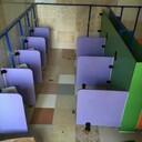 中山市南头彩色幼儿园挡板儿童厕所隔断防水卡通便斗蹲厕隔板