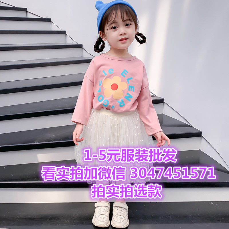 福建莆田几元衣服 好看的加厚长袖T恤韩版时尚5岁童秋装