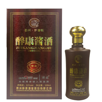 茅台镇纯粮酿造酱香酒窖藏53度醉康龙酱酒