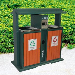 山东不锈钢垃圾桶_分类垃圾桶果皮箱钢木垃圾桶厂家图片1