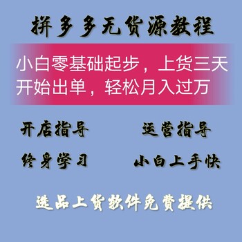 拼多多一件代发模式，店铺精细化运营，免费资料教程赠送