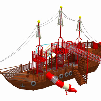 海盗船游乐设备体能木质拓展公园景区攀爬网木质滑梯儿童休闲娱乐设施