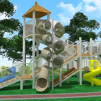 儿童塑料组合滑梯幼儿园木质攀岩墙小区传声筒户外秋千组合