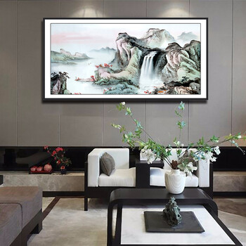 中堂画客厅挂画山水画靠山大气办公室背景画中国风中式装饰画