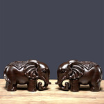 黑檀木雕大象摆件实木质福财象客厅家居办公室装饰品红木工艺礼品