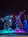 发光兔子雕塑不锈钢发光动物雕塑