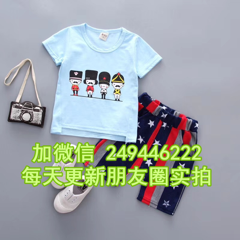 广西贵港几元衣服10元下的儿童短袖套装 2至7岁儿童半袖两件套十元新款衣服货源
