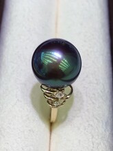 卓伟珍珠珍珠戒指14K金，稀罕色彩爱迪生12一13mm