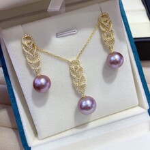 卓伟珍珠纯银珍珠套装珍珠吊坠珍珠耳环一套11-13mm