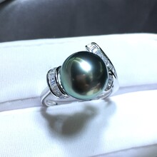 卓伟珍珠18K金海水珍珠大溪地11mm珍珠戒指