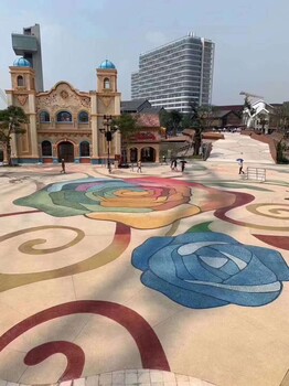 浙江杭州聚合物砾石地坪施工彩色洗砂面地坪工程
